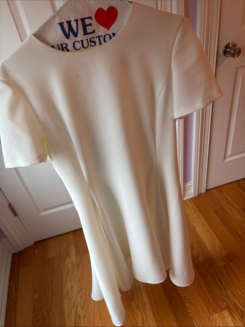 DKNY Cream Short-Sleeve Fit & Flare Tunic Dress
